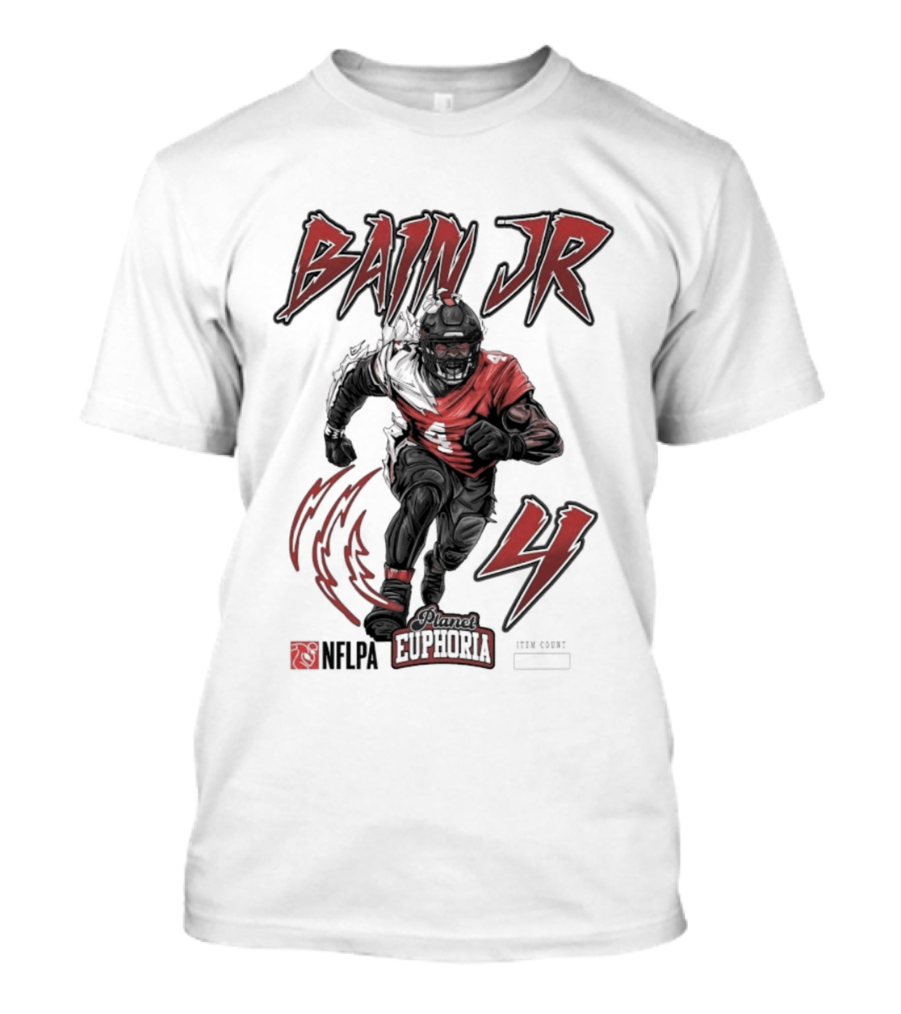 Bain Jr. Planet Euphoria NFL 4 Lightning Football T-Shirt