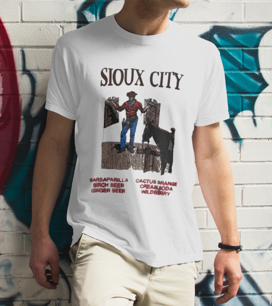 Sioux City Sarsaparilla Birch Beer Ginger Beer Cactus Orange Cream Cola Wildberry Cowboy Saloon Scene T-Shirt