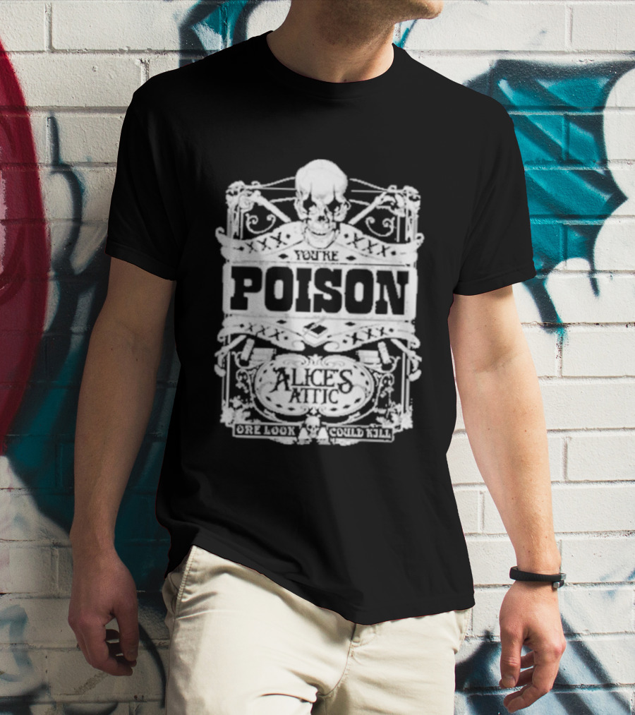 Alice Cooper Poison Attic Skull Motif T-Shirt