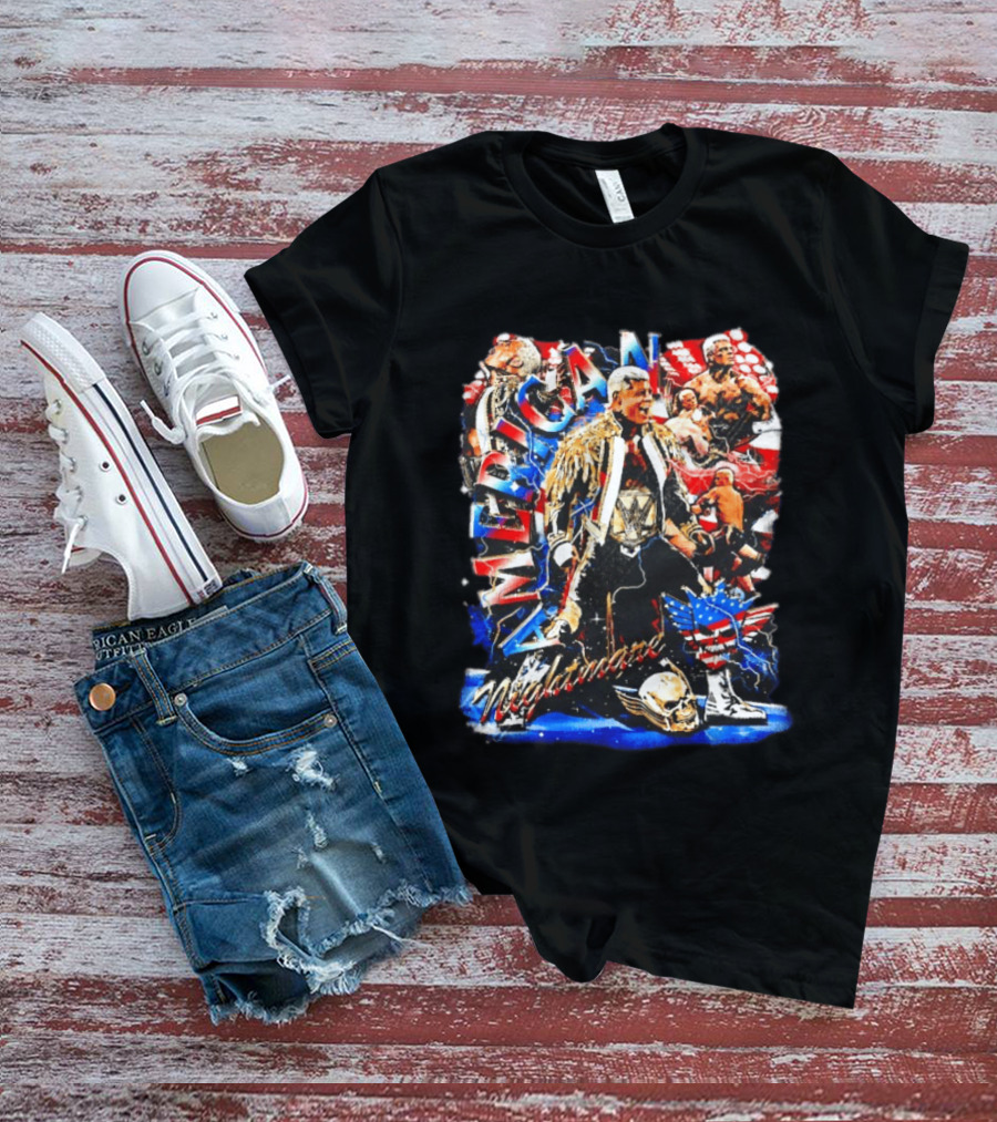 American Nightmare Cody Rhodes Wrestling Star Red White Blue Skull Jacket T-Shirt