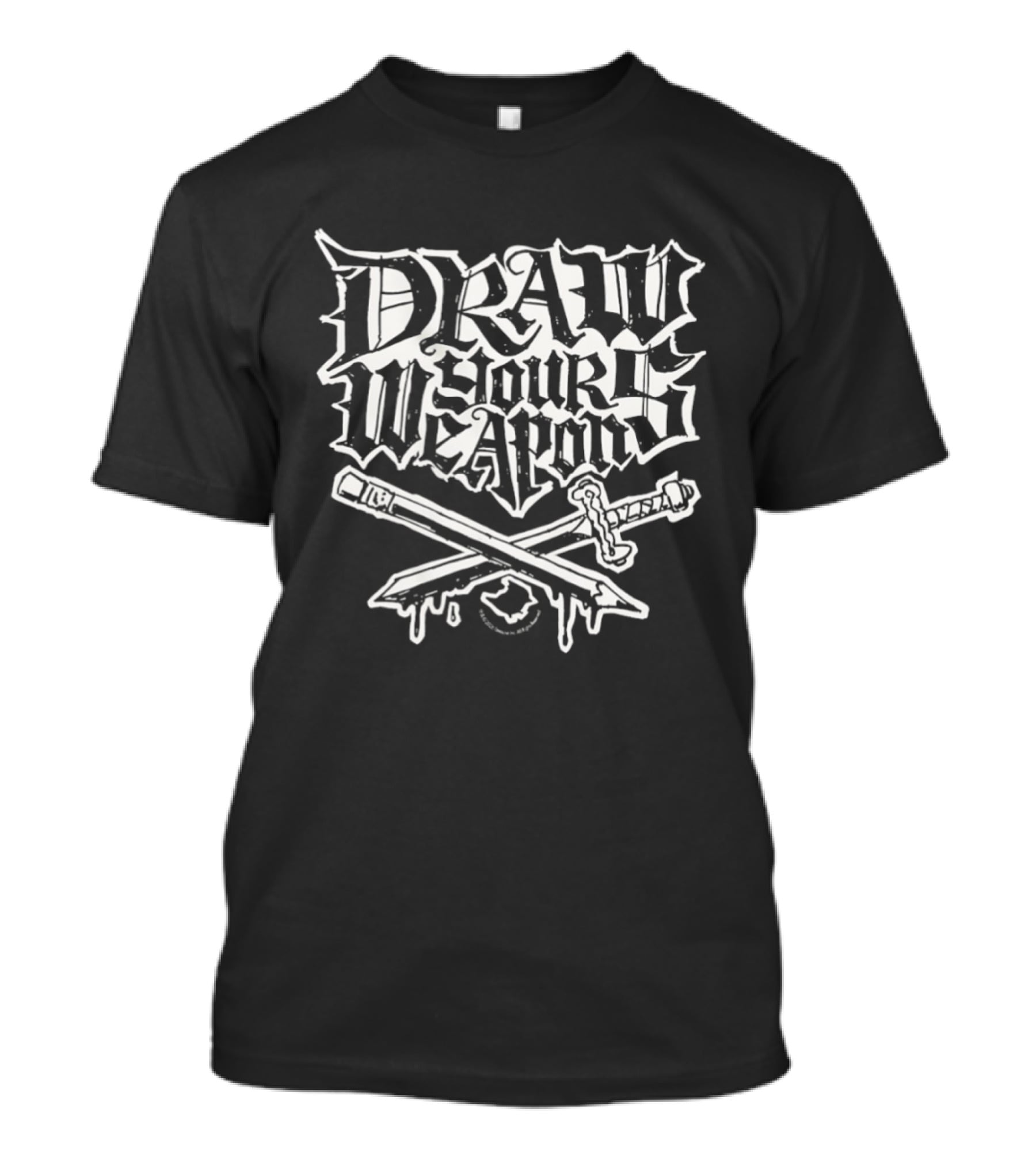 Draw Your Weapons Pen And Sword Crossed Dripping Ink T-Shirt