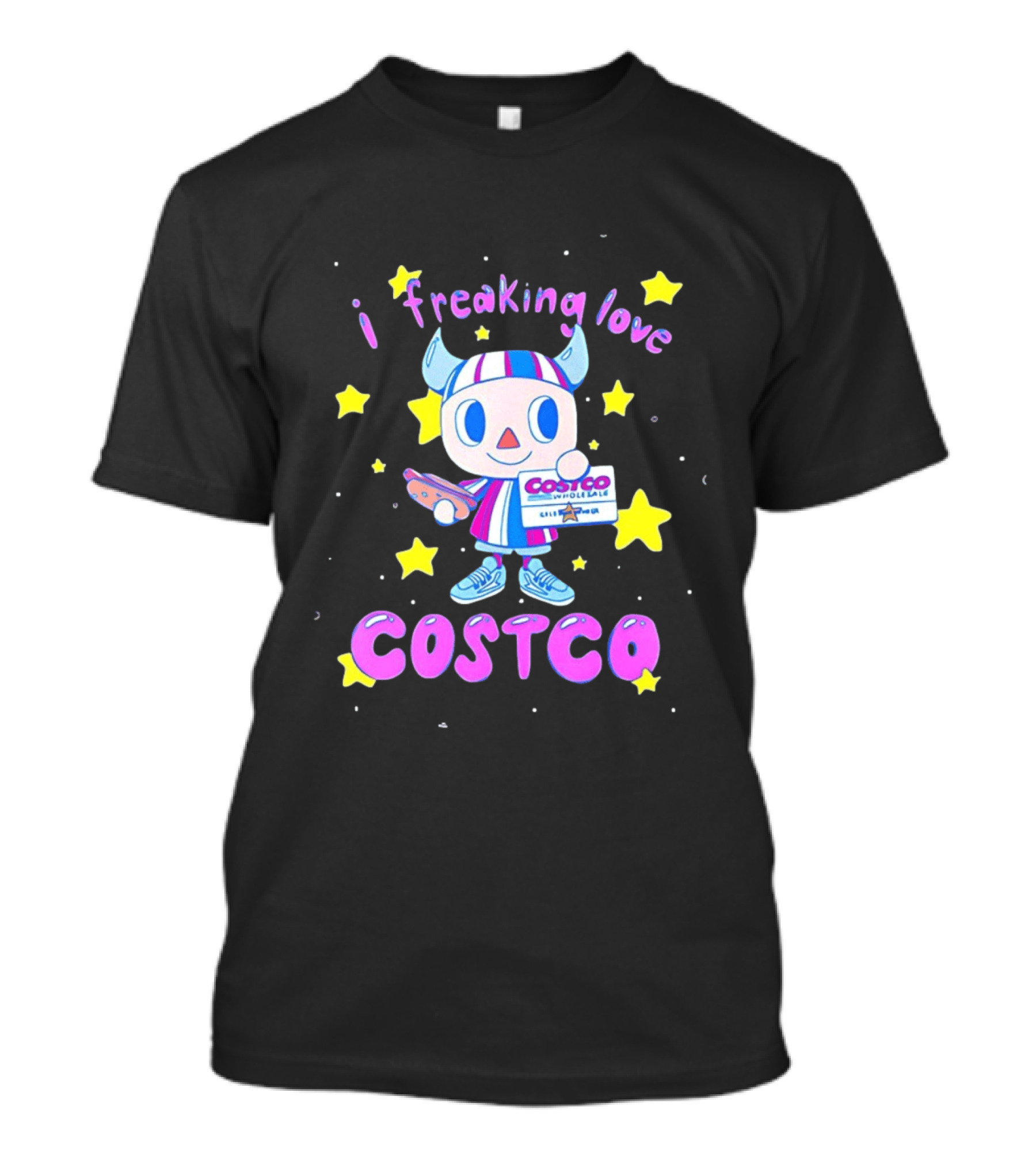 I Freaking Love Costco Cute Cartoon Character Holding Membership Card T-Shirt