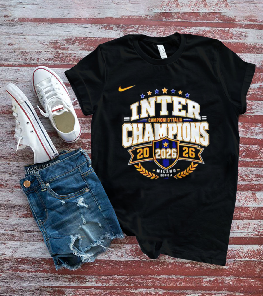Inter Champions Campioni D'Italia 2026 Nike Serie A Milano T-Shirt