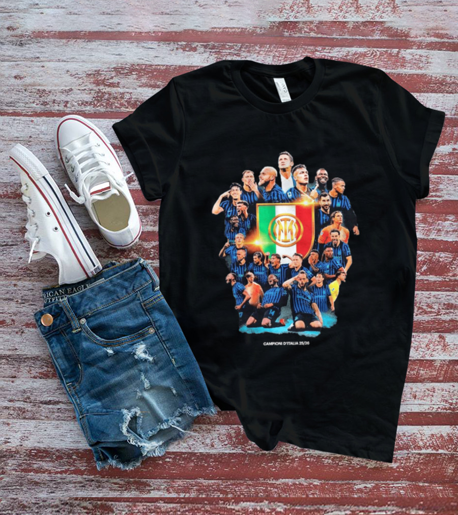 Inter Milan FC 2025 2026 Campioni D'Italia Celebration Squad T-Shirt
