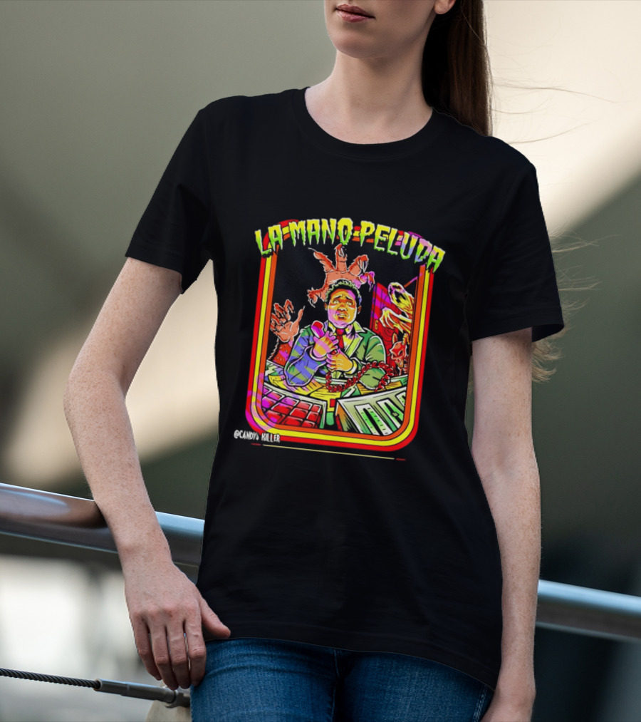 La Mano Peluda Terror Radial Hombre Teléfono Cadenas Kawaii Killer T-Shirt