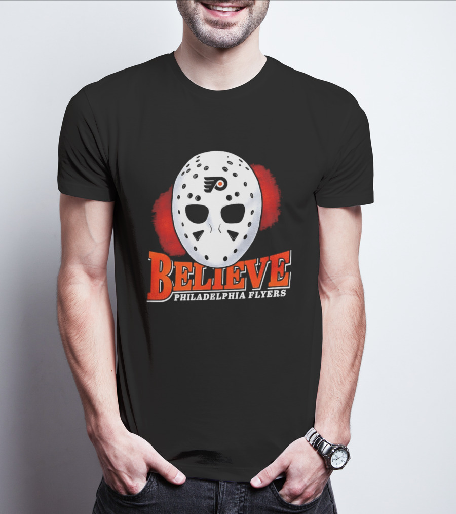 Philadelphia Flyers Believe 2026 Hockey Mask T-Shirt
