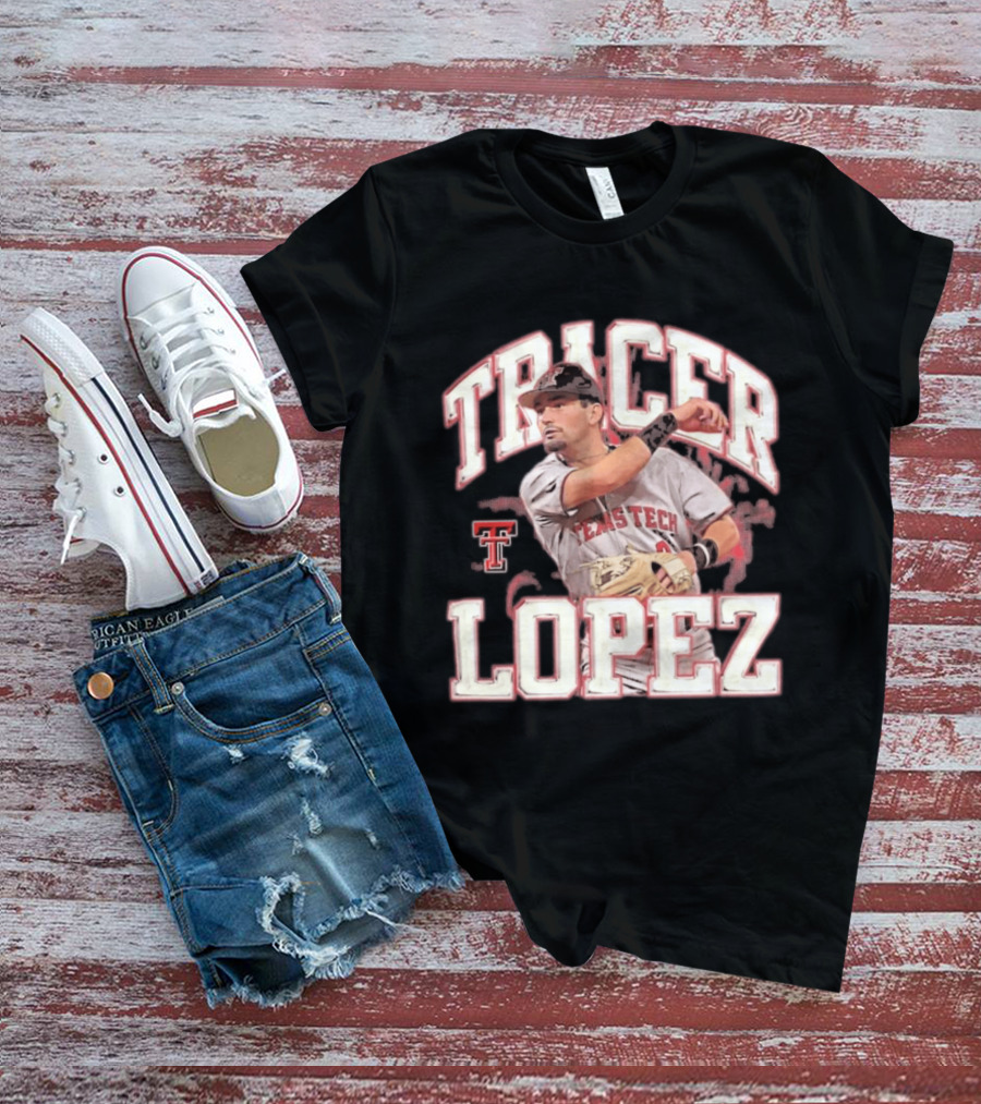 Texas Tech Tracer Lopez Baseball NCAA Collage T-Shirt