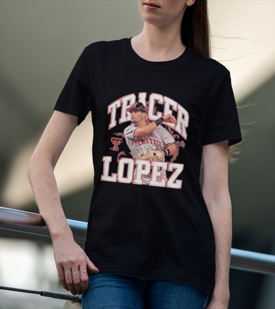 Texas Tech Tracer Lopez Baseball NCAA Collage T-Shirt