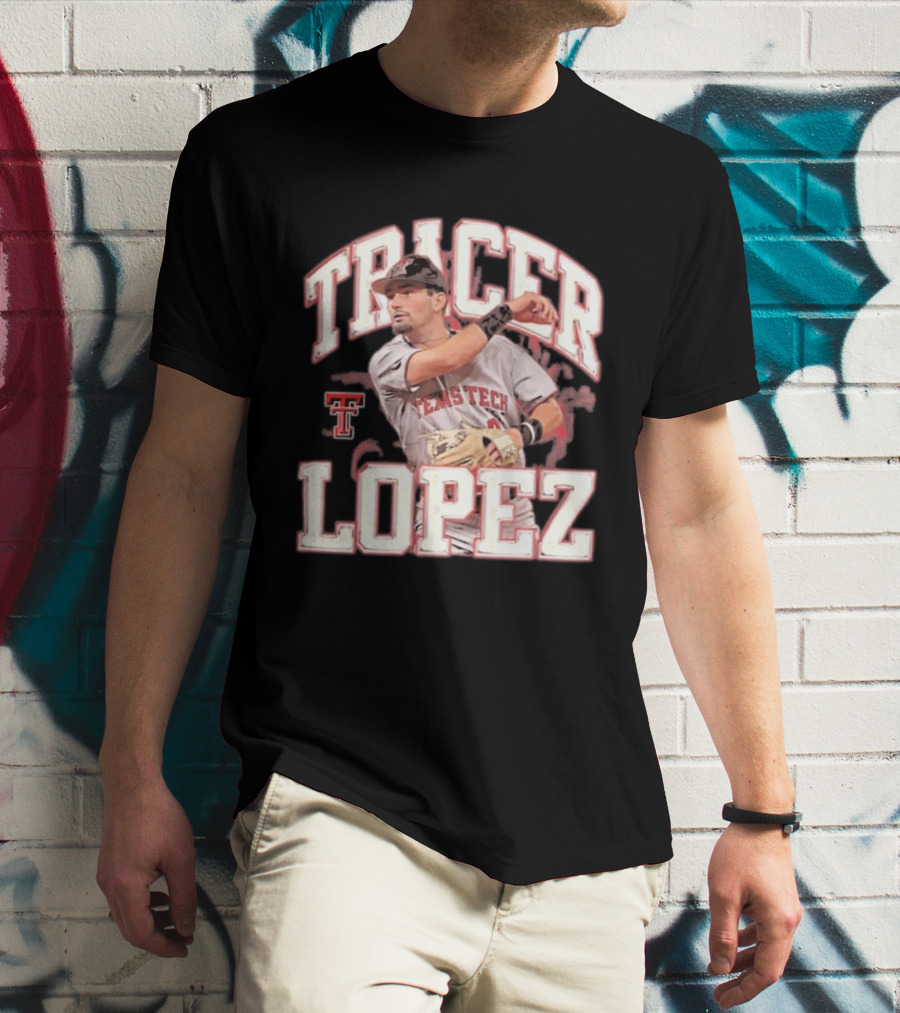 Texas Tech Tracer Lopez Baseball NCAA Collage T-Shirt