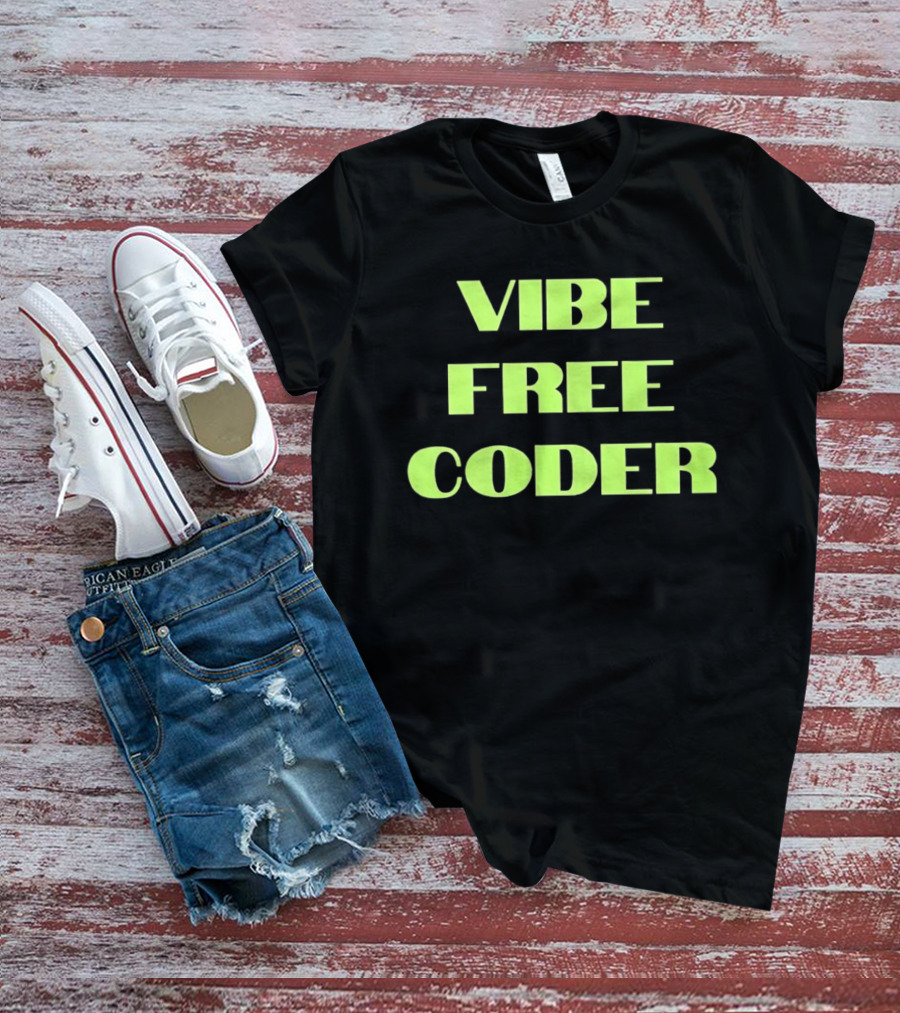 Vibe Free Coder Retro Neon T-Shirt