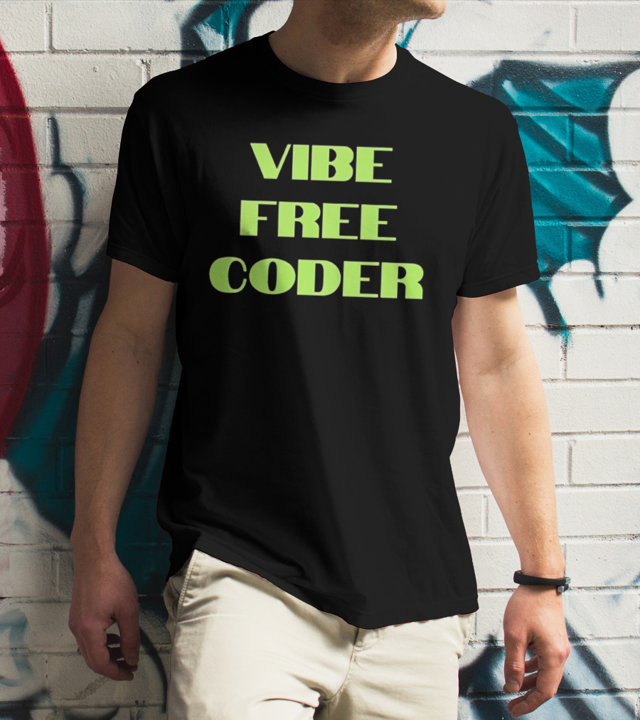 Vibe Free Coder Retro Neon T-Shirt