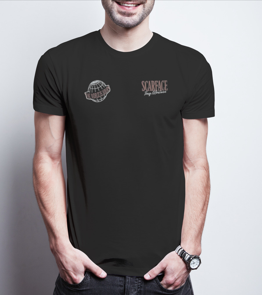 West49 The World Is Yours Scarface Tony Montana Globe Symbol Script T-Shirt
