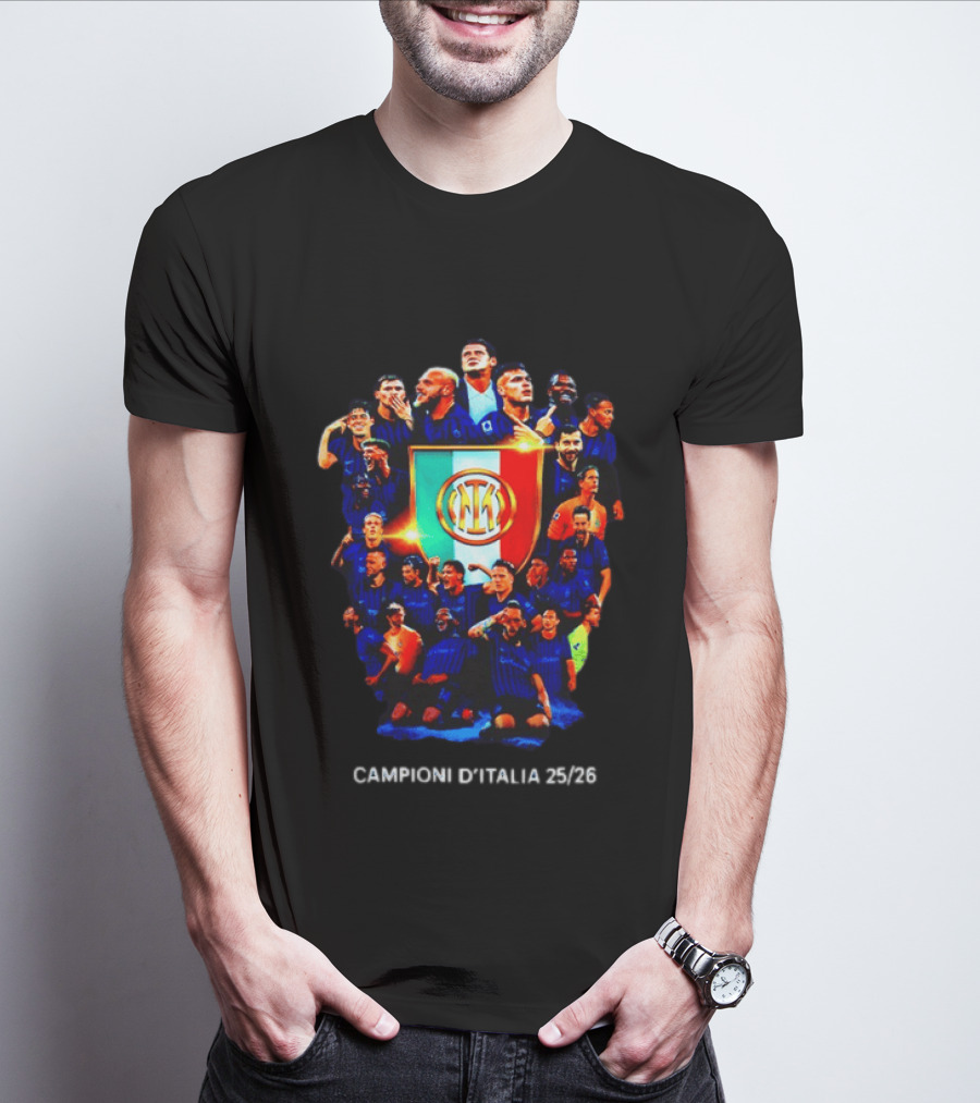 Inter Milan FC Campioni D'Italia 24/25 Serie A Champions Team Celebration T-Shirt