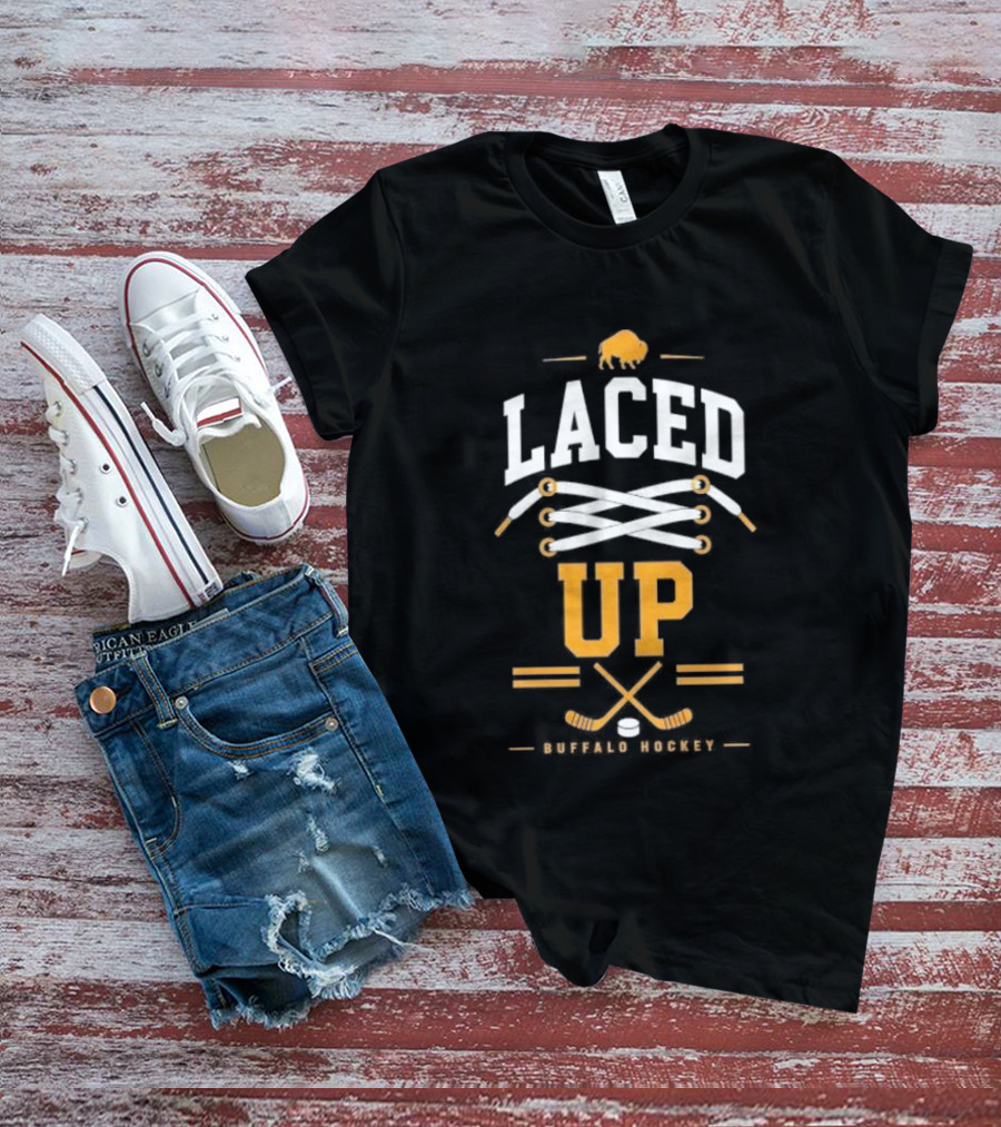 Buffalo Sabres Laced Up Hockey Sticks T-Shirt