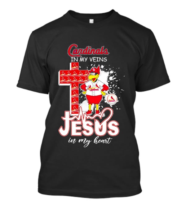 Cardinals In My Veins Jesus In My Heart Cross T-Shirt