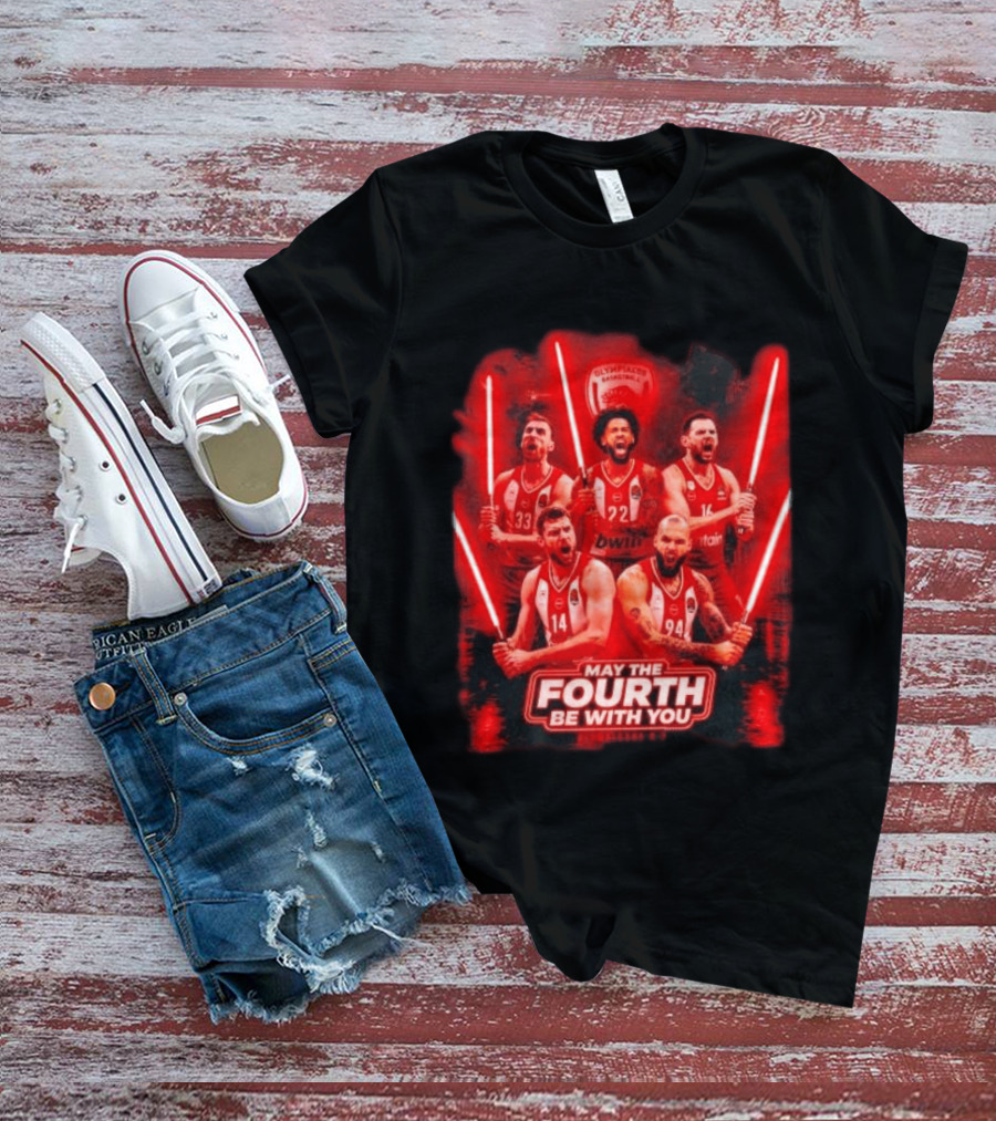 Olympiacos B.C Basketball May The Fourth Be With You Star Wars Players Lightsabers T-Shirt