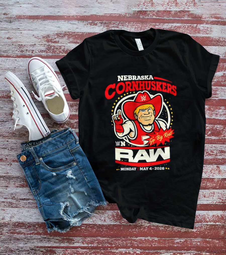 Nebraska Cornhuskers Herbie Husker WWE RAW Go Big Red May 4 2018 T-Shirt