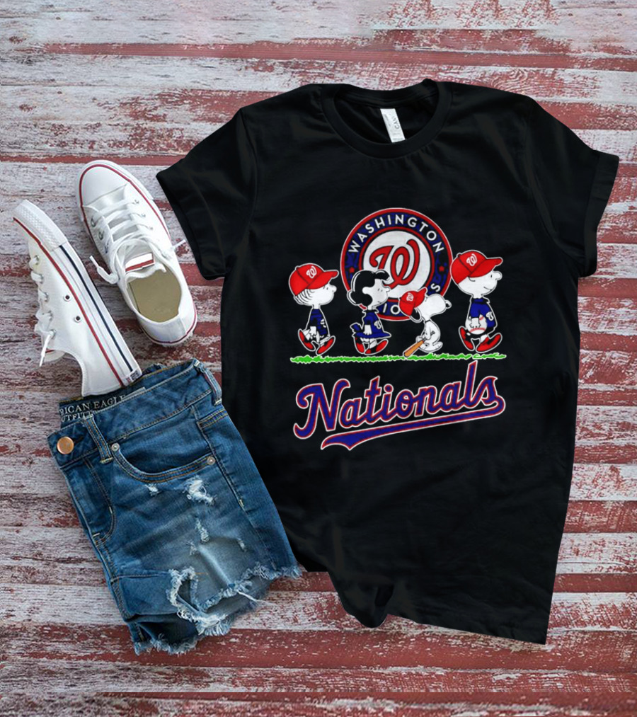 Washington Nationals Peanuts Characters Abbey Road Walking 2026 T-Shirt
