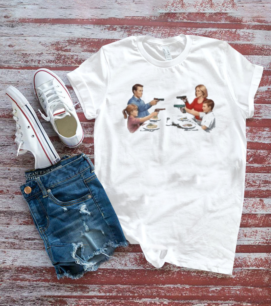 Bloody Sunday Last Supper Family At Dinner Table With Guns T-Shirt