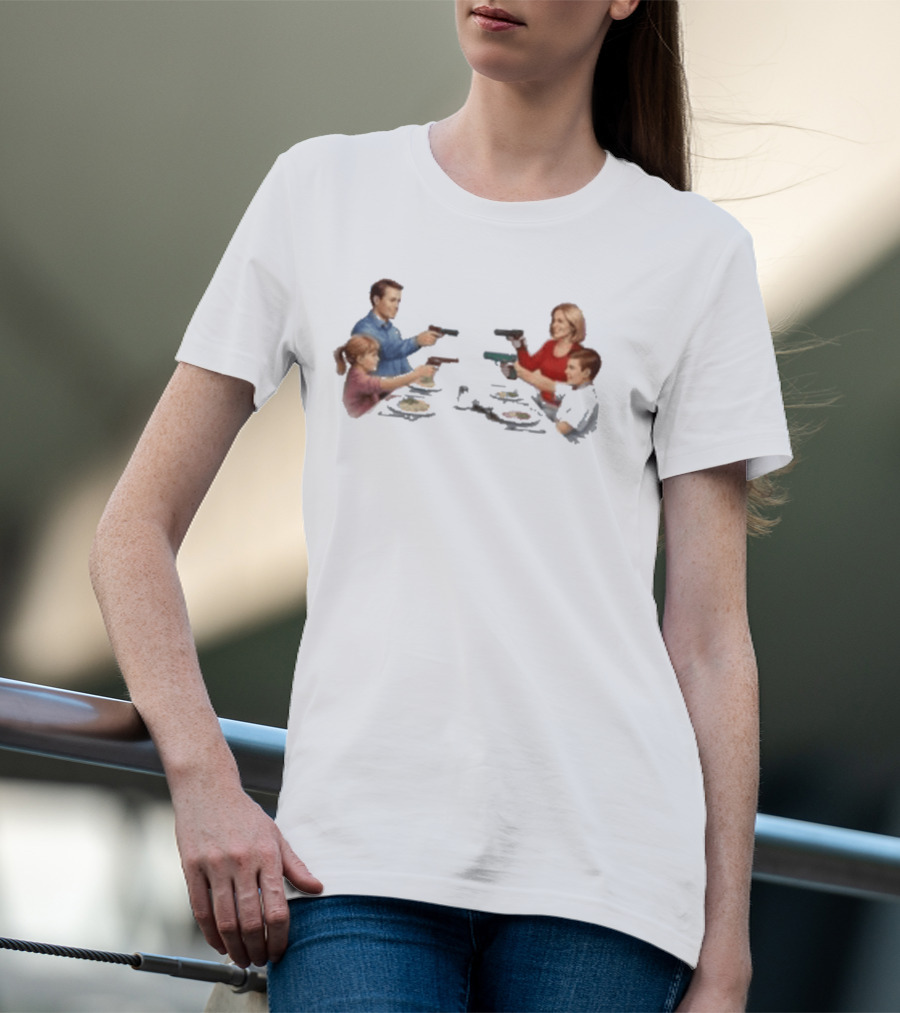 Bloody Sunday Last Supper Family At Dinner Table With Guns T-Shirt