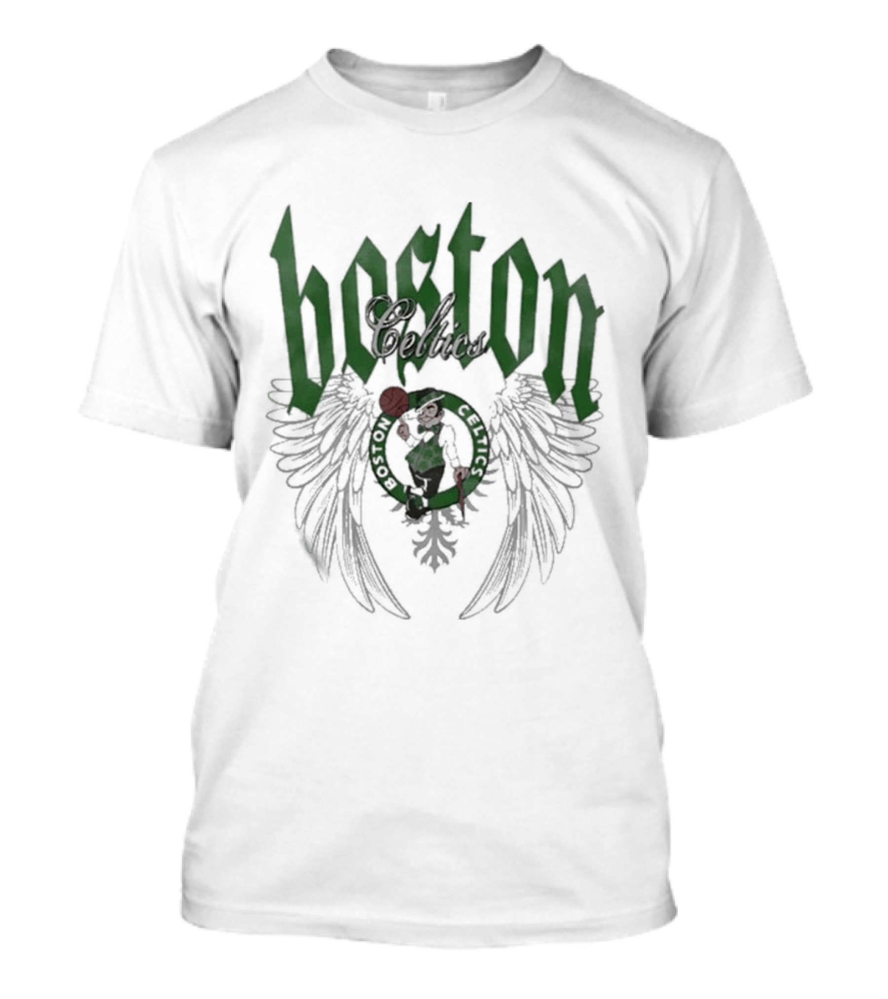 Boston Celtics Basketball Old English Winged Shamrock T-Shirt