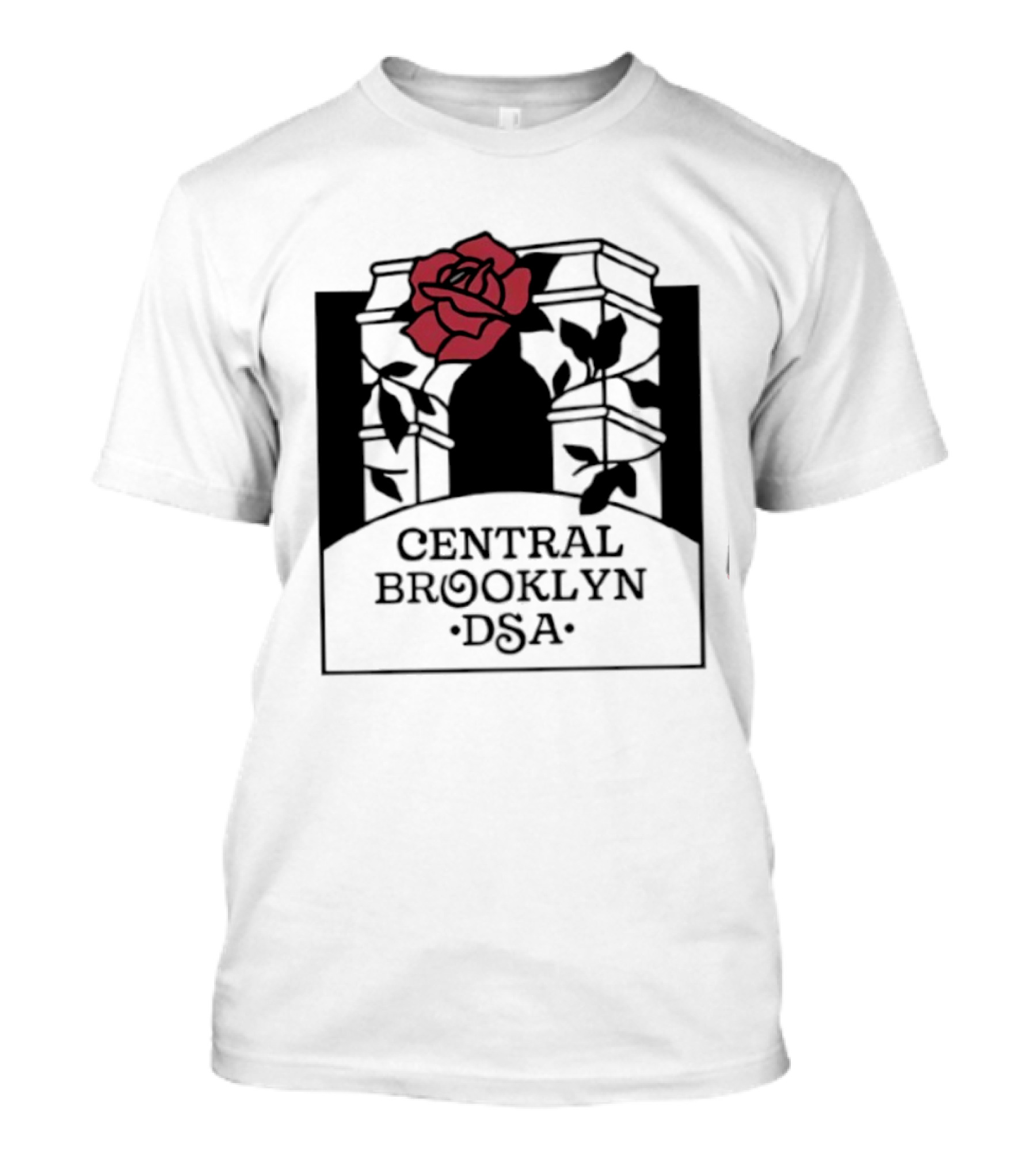 Central Brooklyn DSA Red Rose And Arch T-Shirt