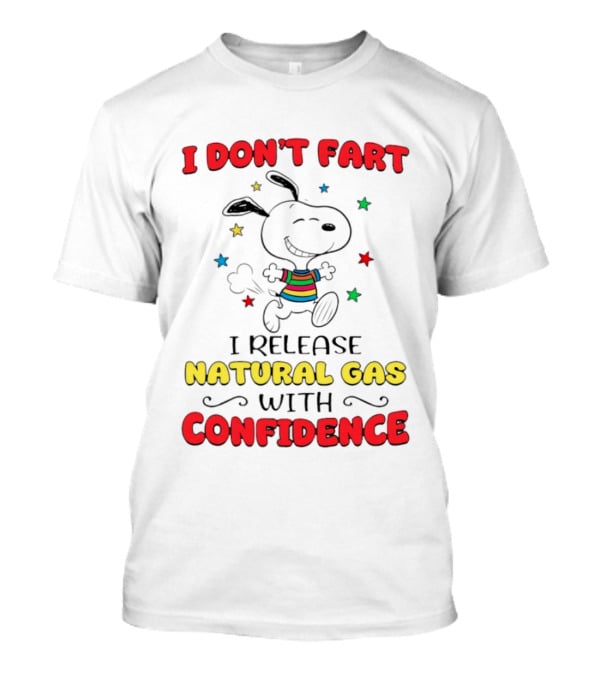 Playful Dog Cartoon I Don't Fart I Release Natural Gas With Confidence T-Shirt