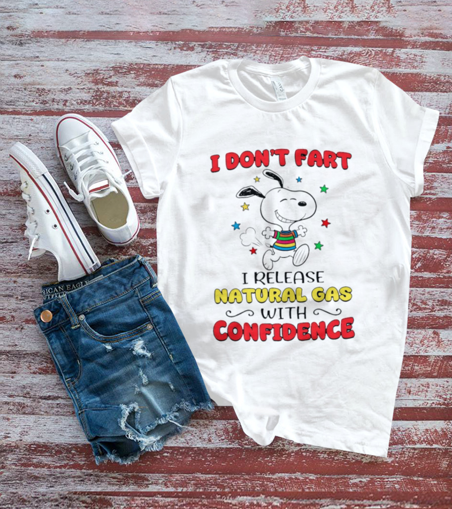 Playful Dog Cartoon I Don't Fart I Release Natural Gas With Confidence T-Shirt