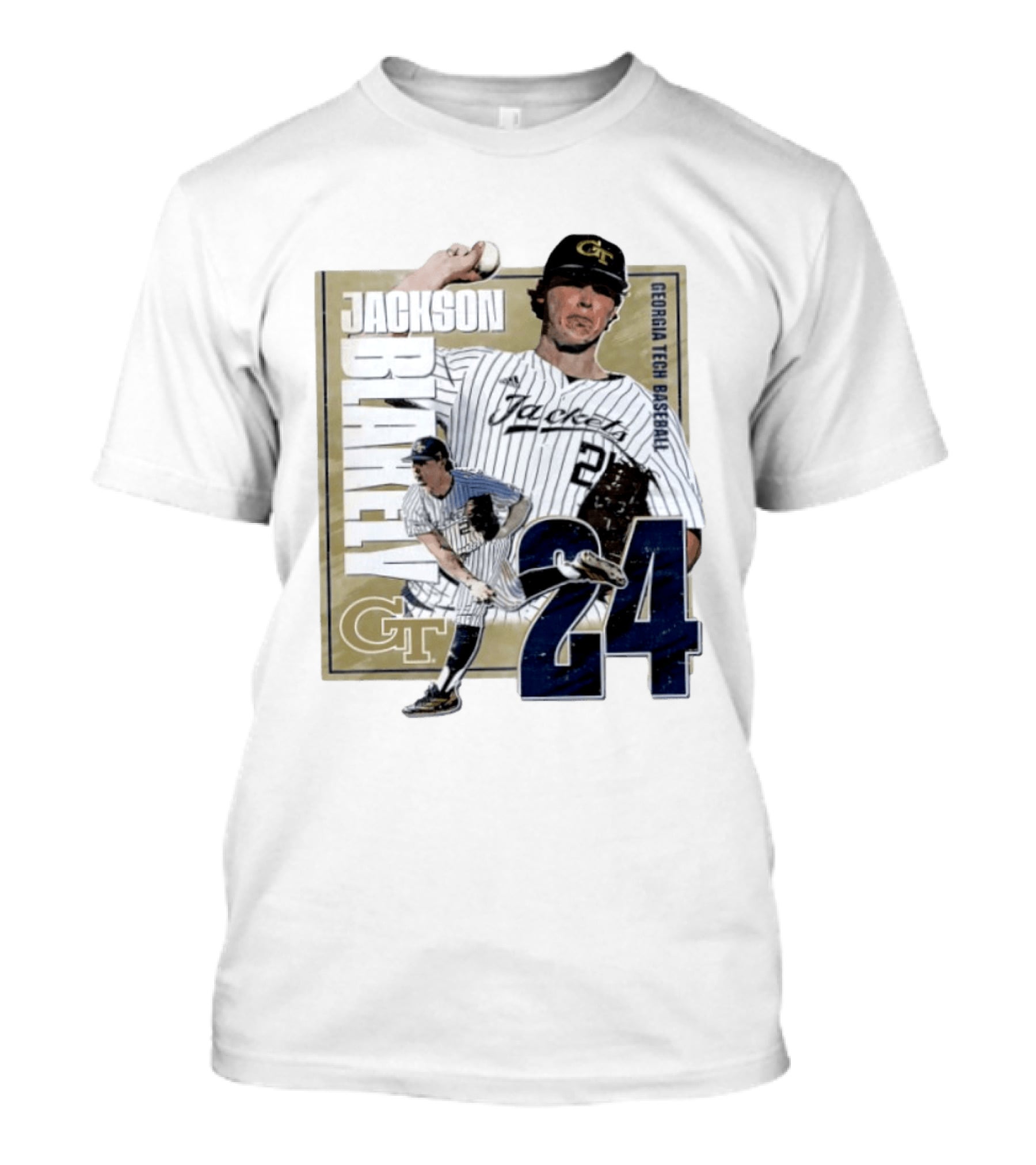 Jackson Blakely Georgia Tech Baseball GT 24 Player Student Athlete T-Shirt