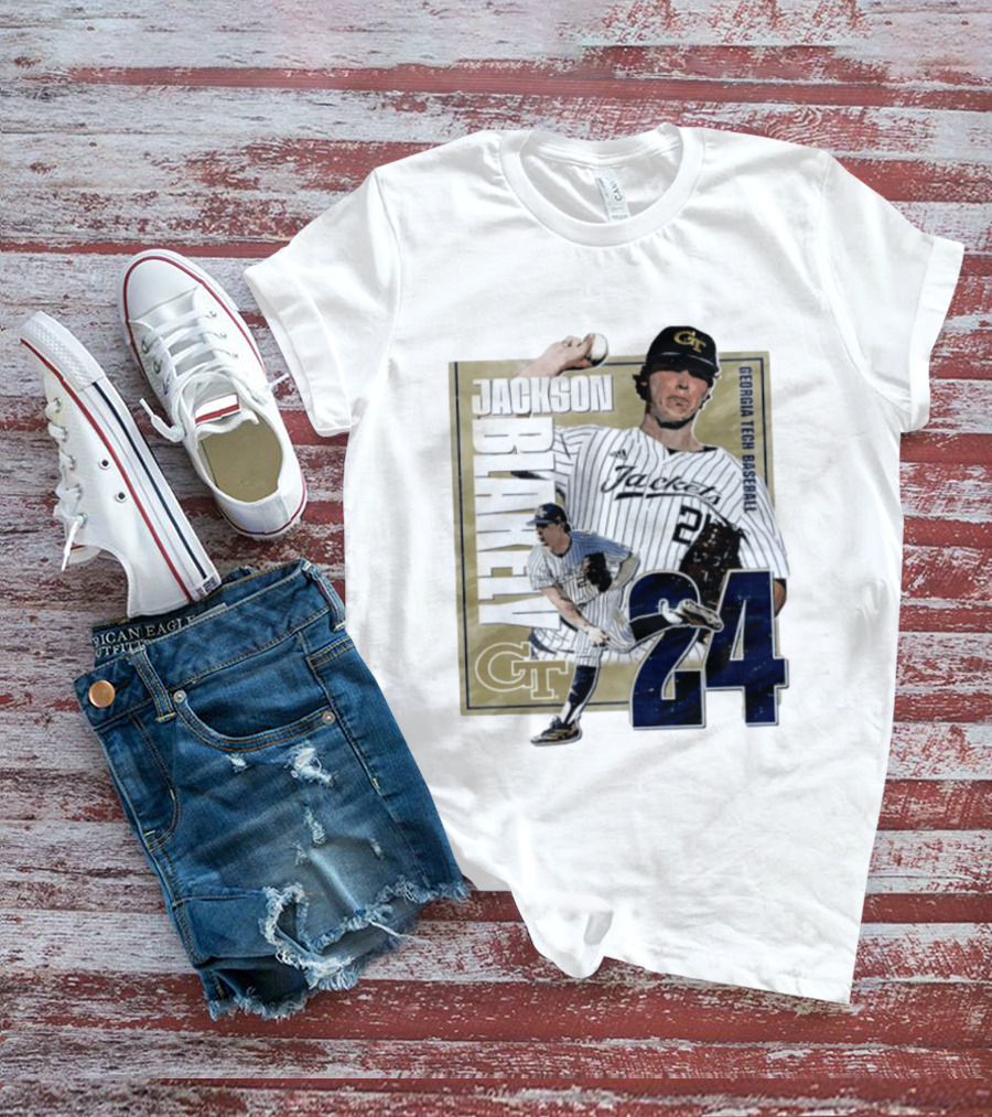 Jackson Blakely Georgia Tech Baseball GT 24 Player Student Athlete T-Shirt