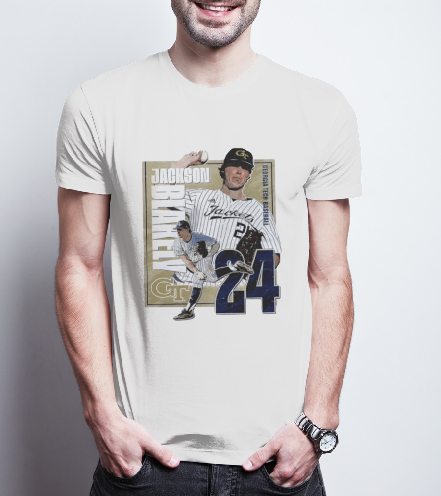 Jackson Blakely Georgia Tech Baseball GT 24 Player Student Athlete T-Shirt