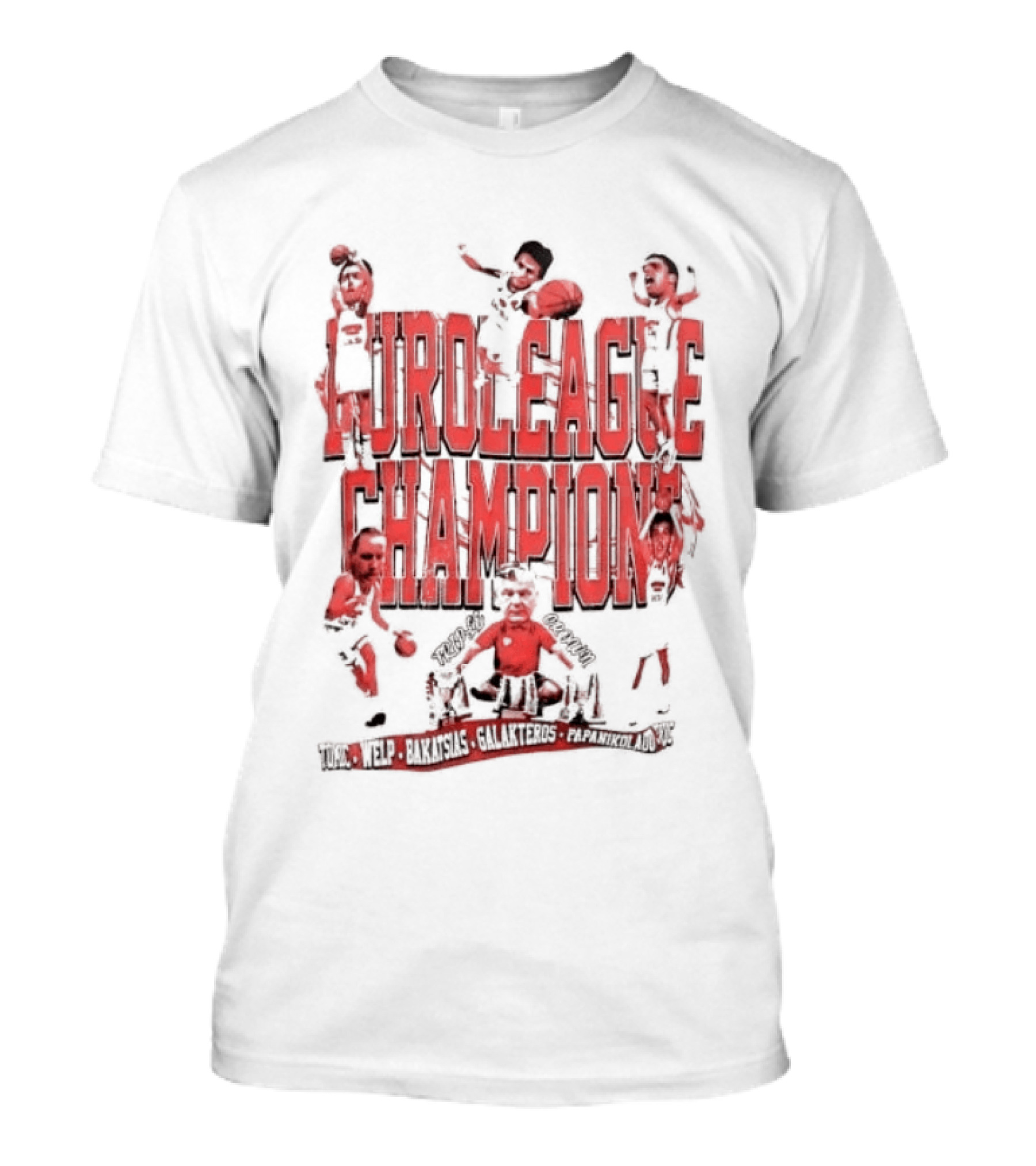 Olympiacos B.C Euroleague Champion Triple Crown Players T-Shirt