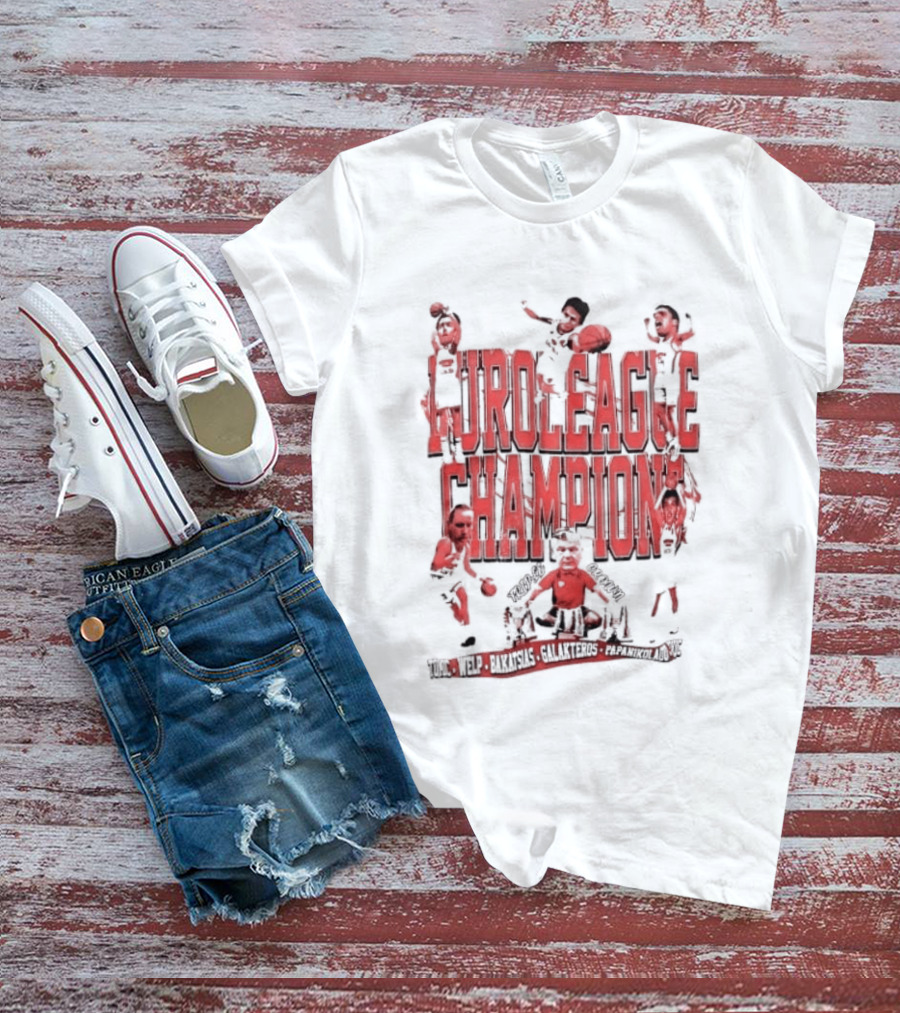 Olympiacos B.C Euroleague Champion Triple Crown Players T-Shirt