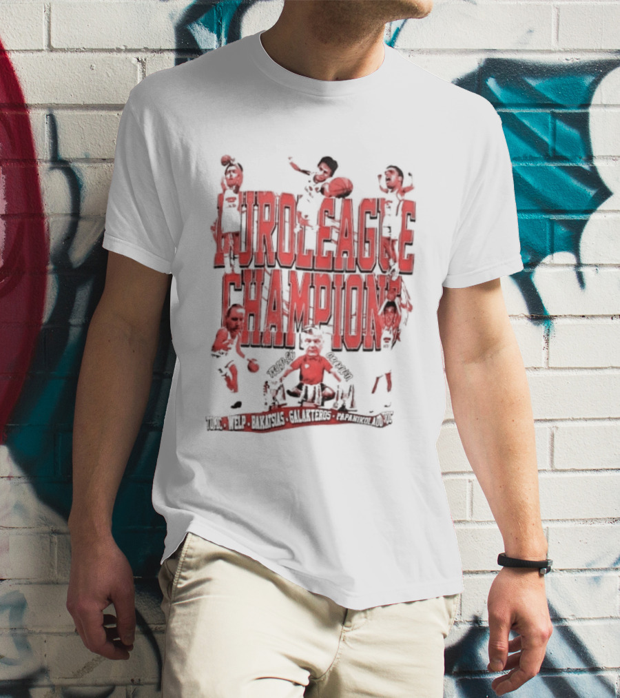 Olympiacos B.C Euroleague Champion Triple Crown Players T-Shirt