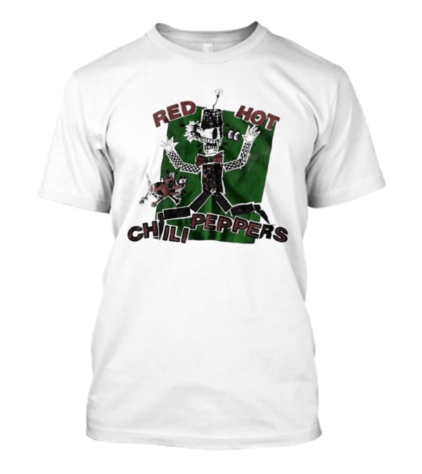 Red Hot Chili Peppers Puppet Skeleton Art With Bowtie And Top Hat T-Shirt
