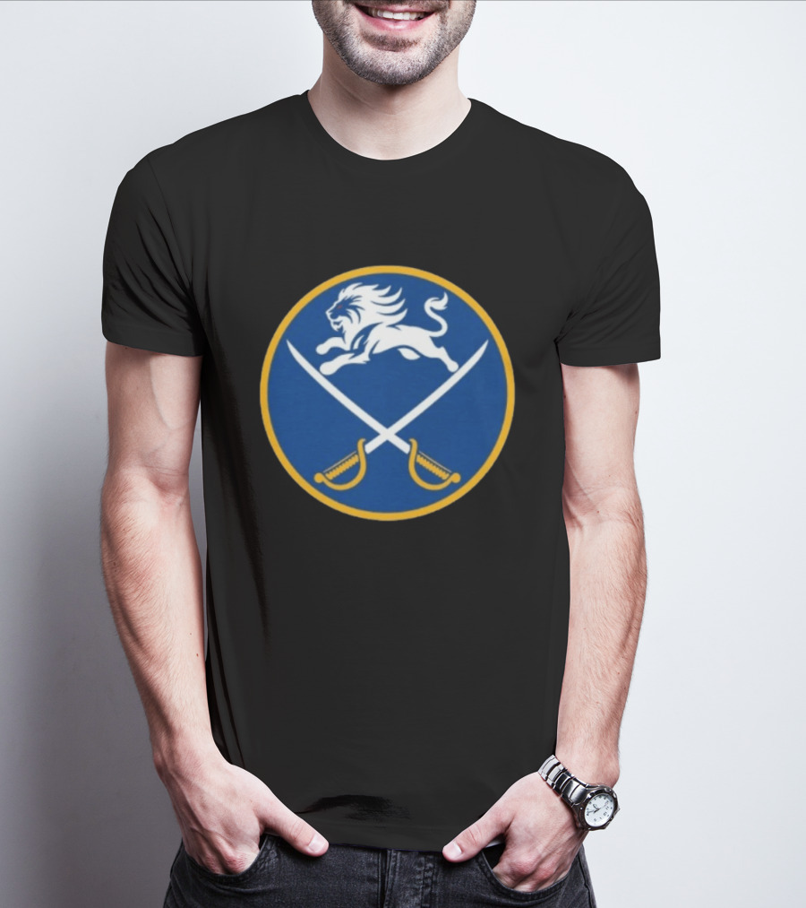 Buffalo Sabres Alex Lyon Lion Swords Circle T-Shirt