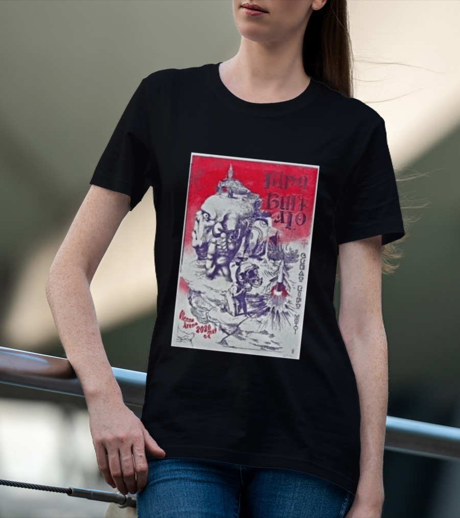 King Buffalo Vienna Arena May 4 2026 Concert Art Featuring Surreal Imagery And Space T-Shirt