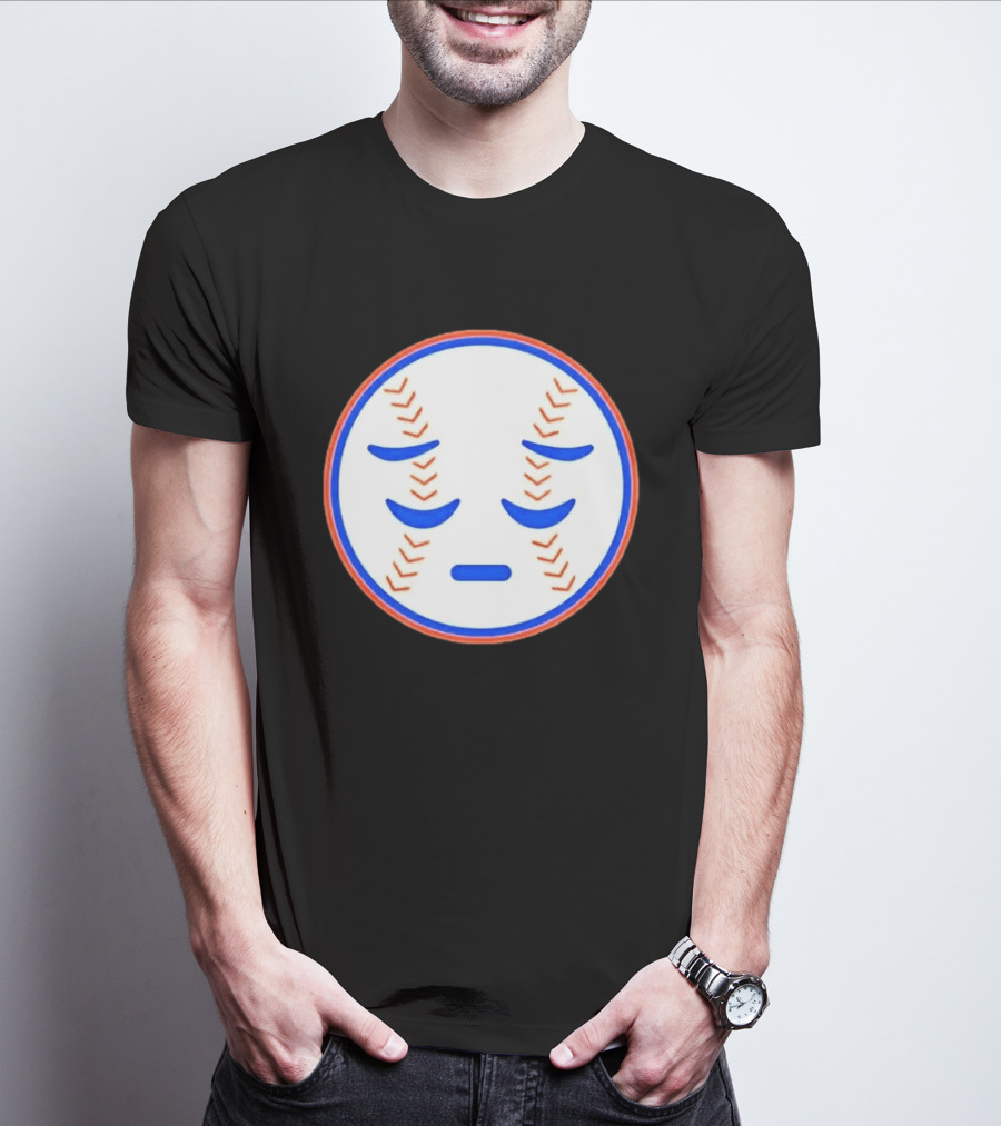 Disappointed Baseball Face New York Mets Emojis T-Shirt
