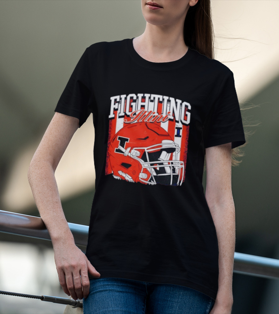 Fighting Illini NCAA Football Illinois Helmet T-Shirt
