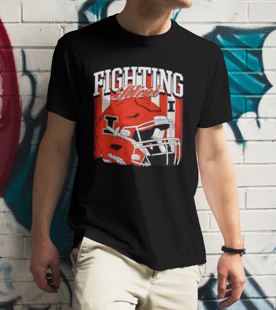 Fighting Illini NCAA Football Illinois Helmet T-Shirt