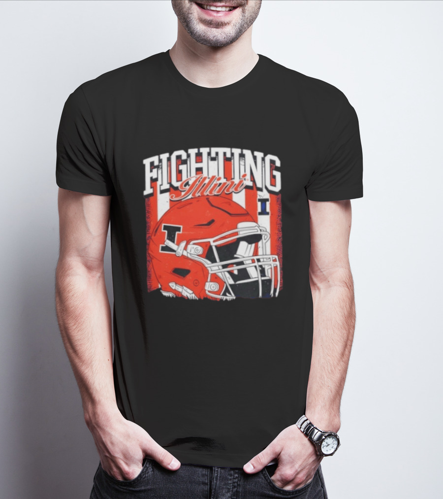 Fighting Illini NCAA Football Illinois Helmet T-Shirt