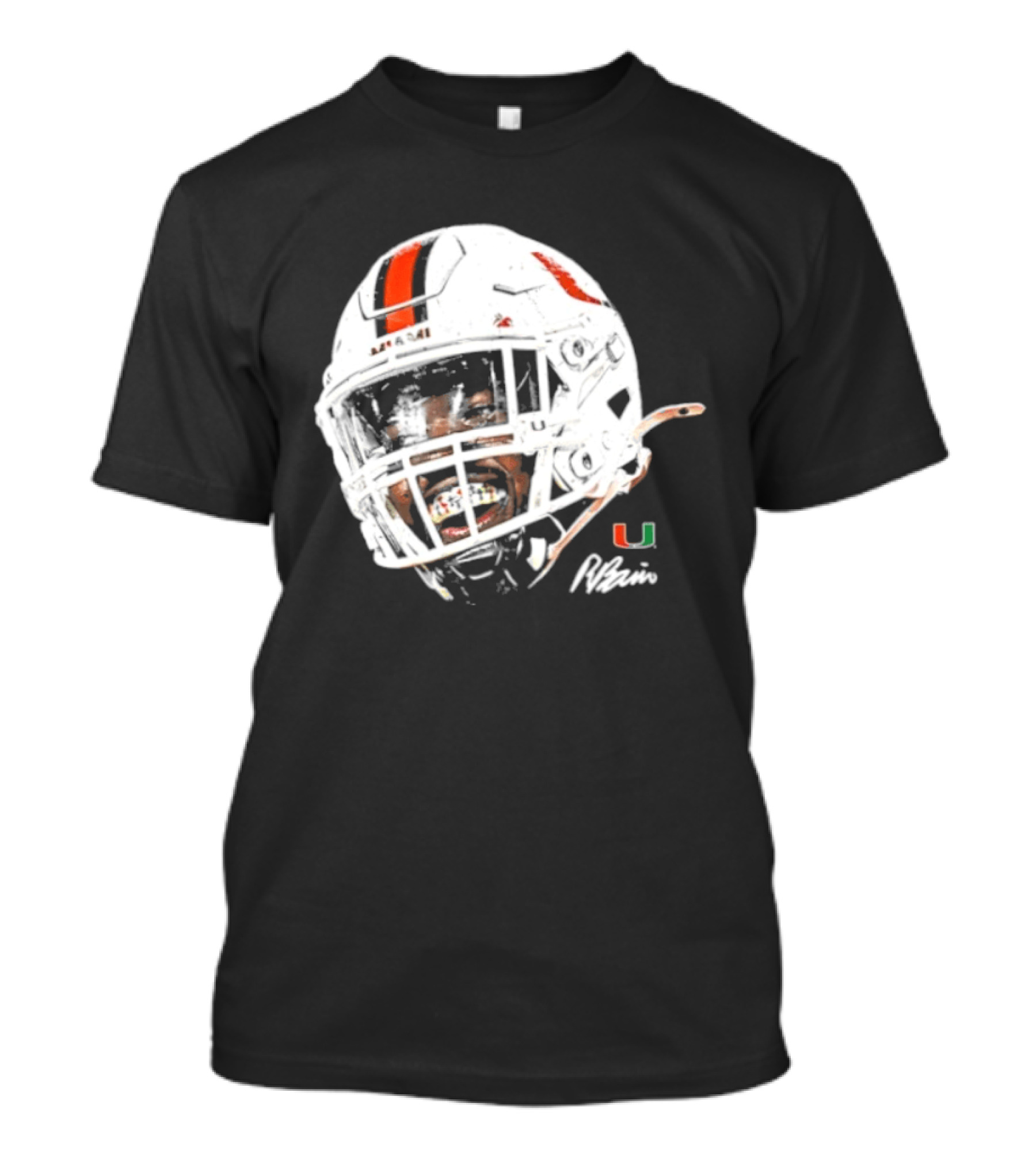 Miami Hurricanes Rueben Bain Jr. Game Face Helmet NCAA Football U T-Shirt