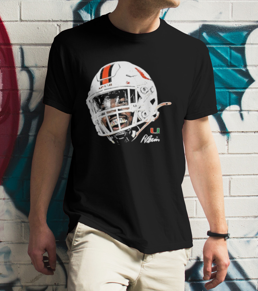 Miami Hurricanes Rueben Bain Jr. Game Face Helmet NCAA Football U T-Shirt