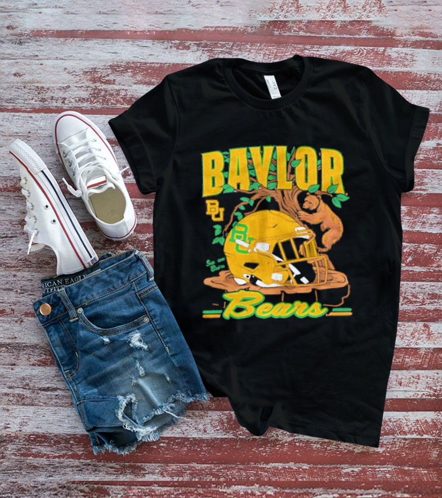 Baylor Bears Football Helmet With Bears And Trees T-Shirt