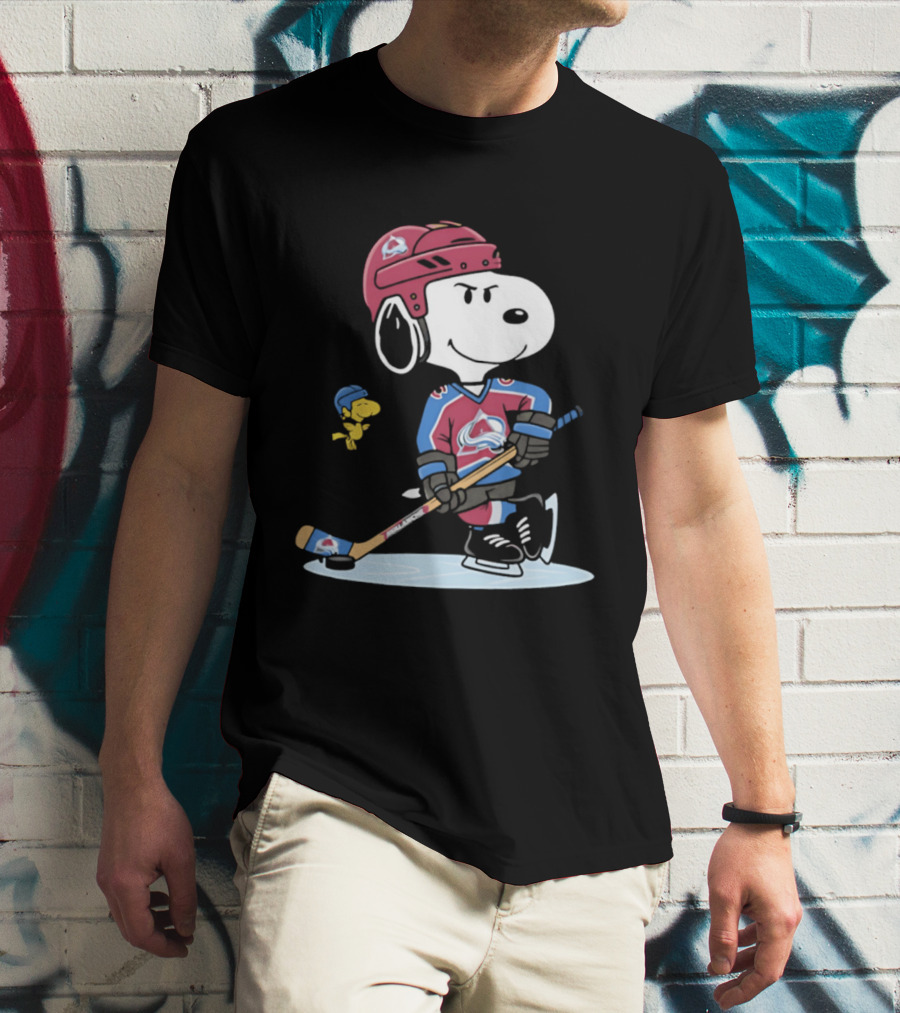 Snoopy Woodstock Colorado Avalanche NHL Hockey Peanuts Collaboration T-Shirt