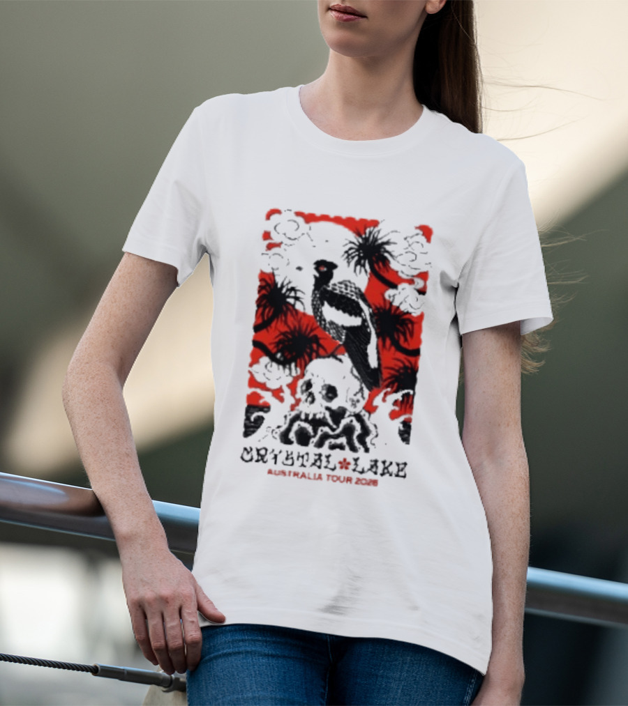Crystal Lake Australia Tour 2026 Bird Skull Tropical T-Shirt