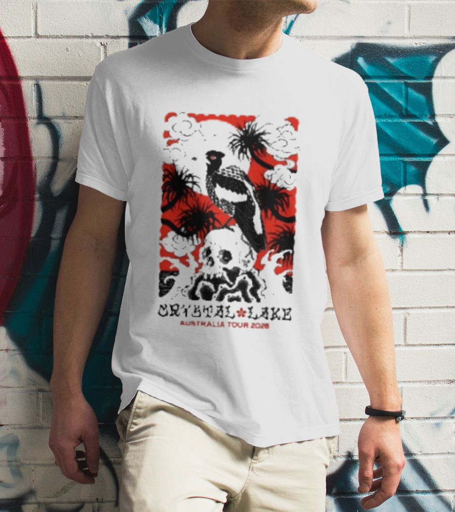 Crystal Lake Australia Tour 2026 Bird Skull Tropical T-Shirt