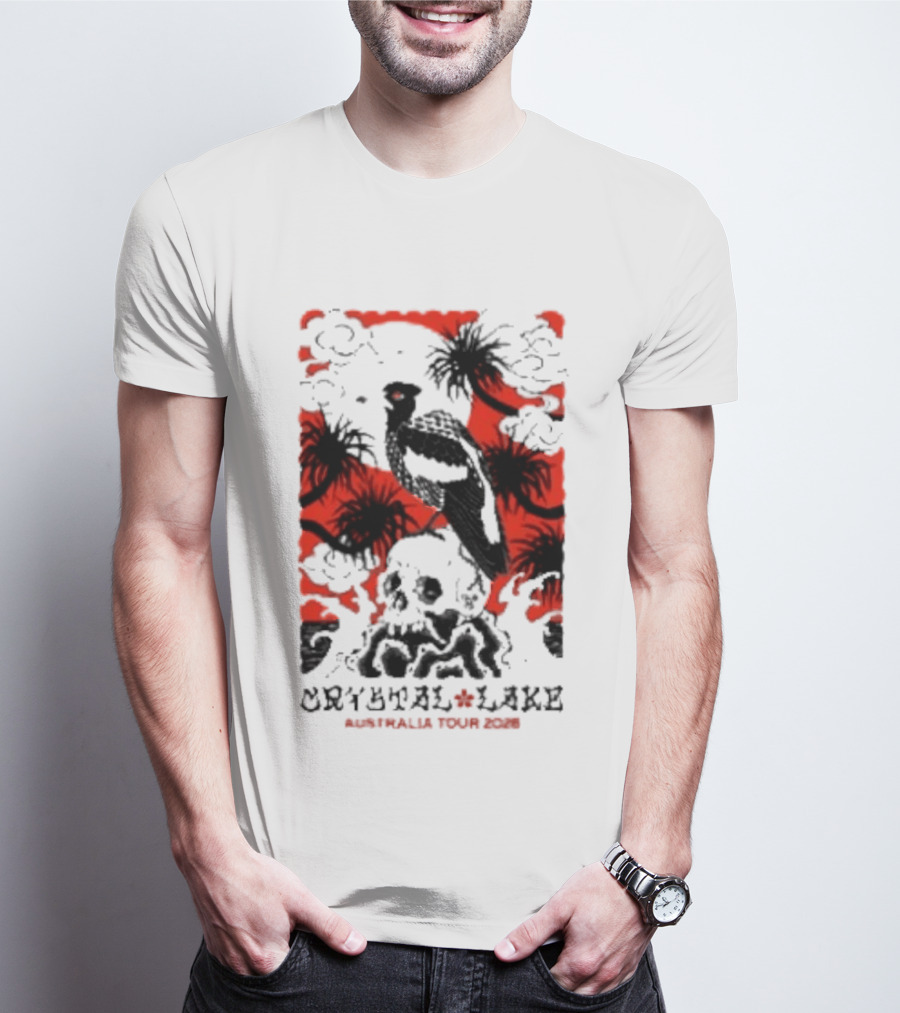 Crystal Lake Australia Tour 2026 Bird Skull Tropical T-Shirt