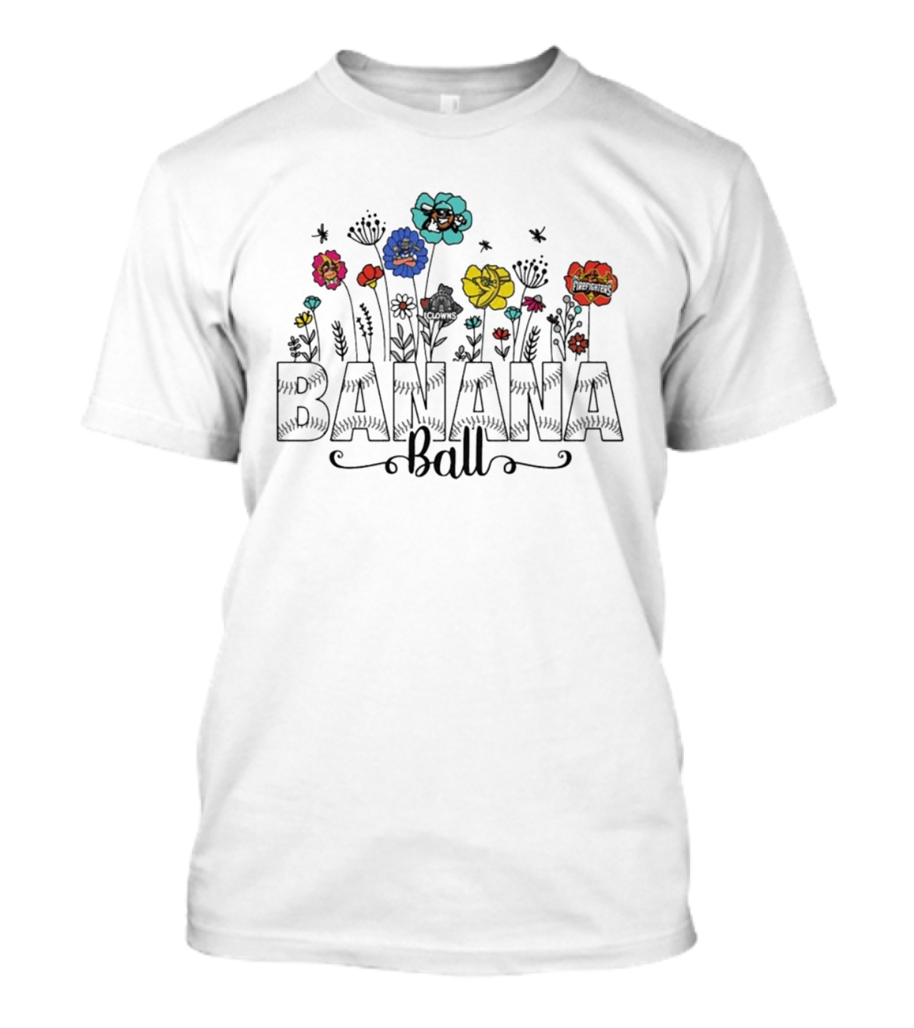 Floral Banana Ball Wildflower Design With Blooms T-Shirt