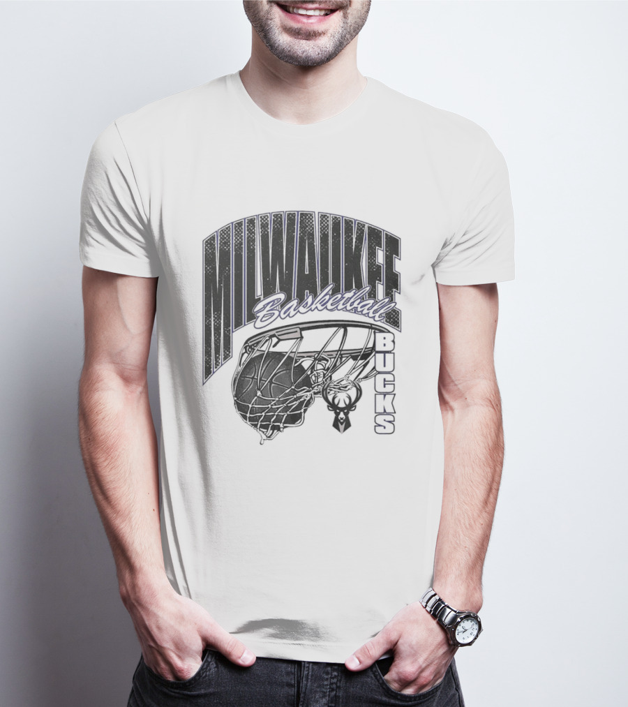 Milwaukee Bucks Basketball Swish Deer Hoop T-Shirt